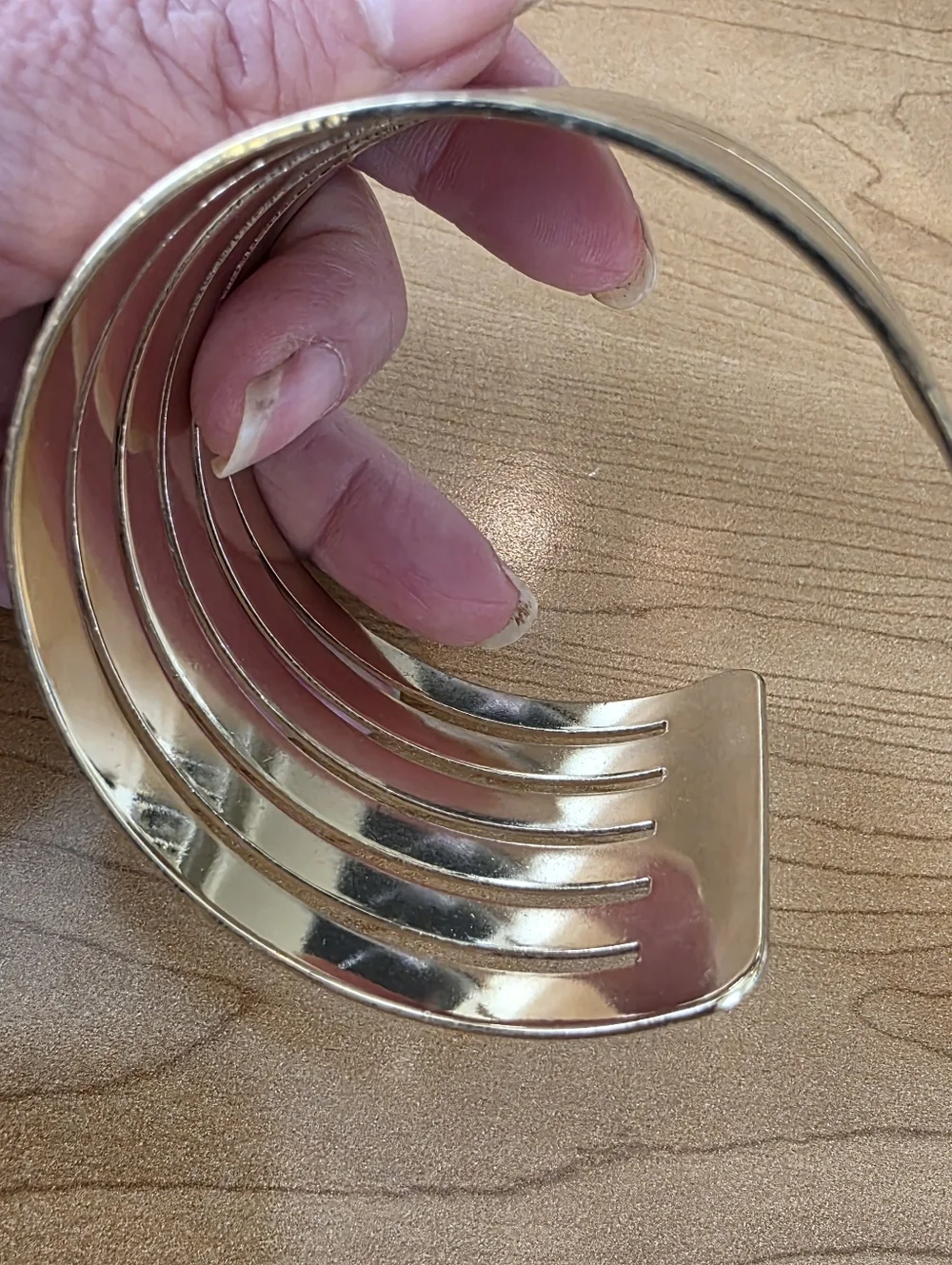 New York & Company Wide Gold Statement Cuff - Multi-Row Layered Look